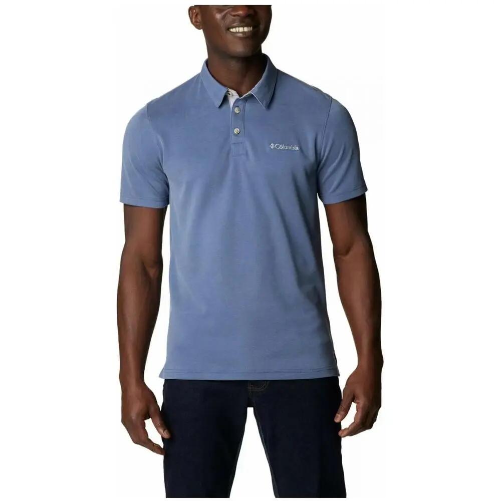 Pólo de manga curta Columbia Nelson point para homem em azul 3/5