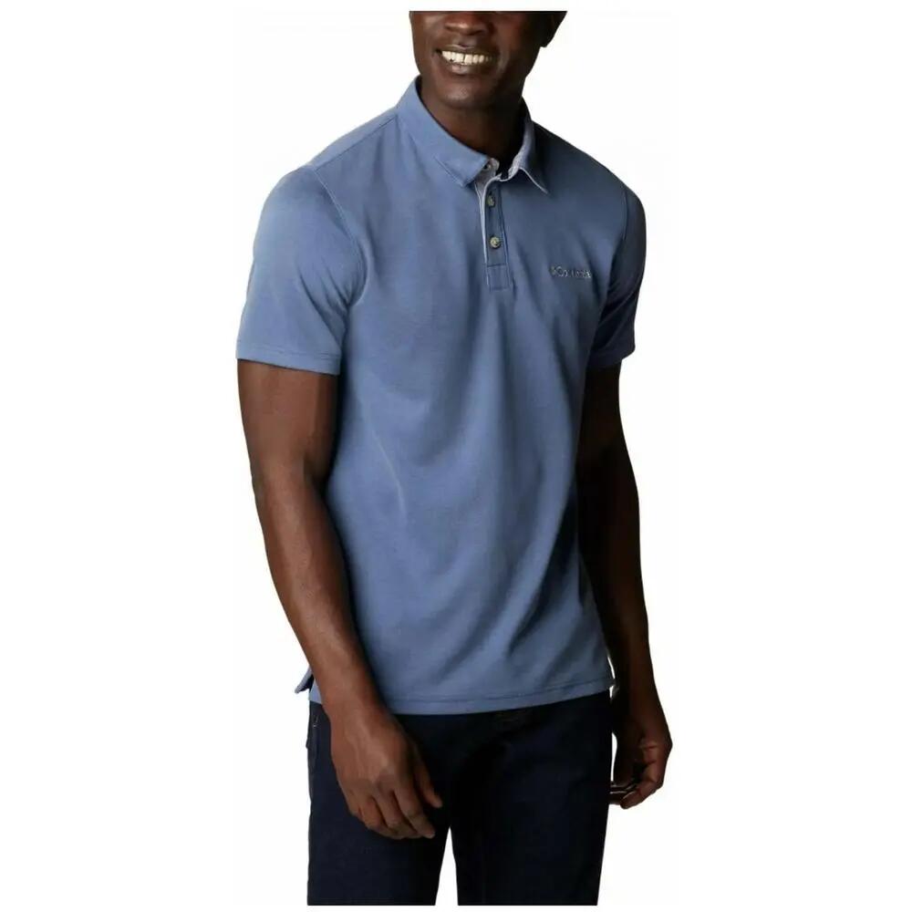 Pólo de manga curta Columbia Nelson point para homem em azul 2/5