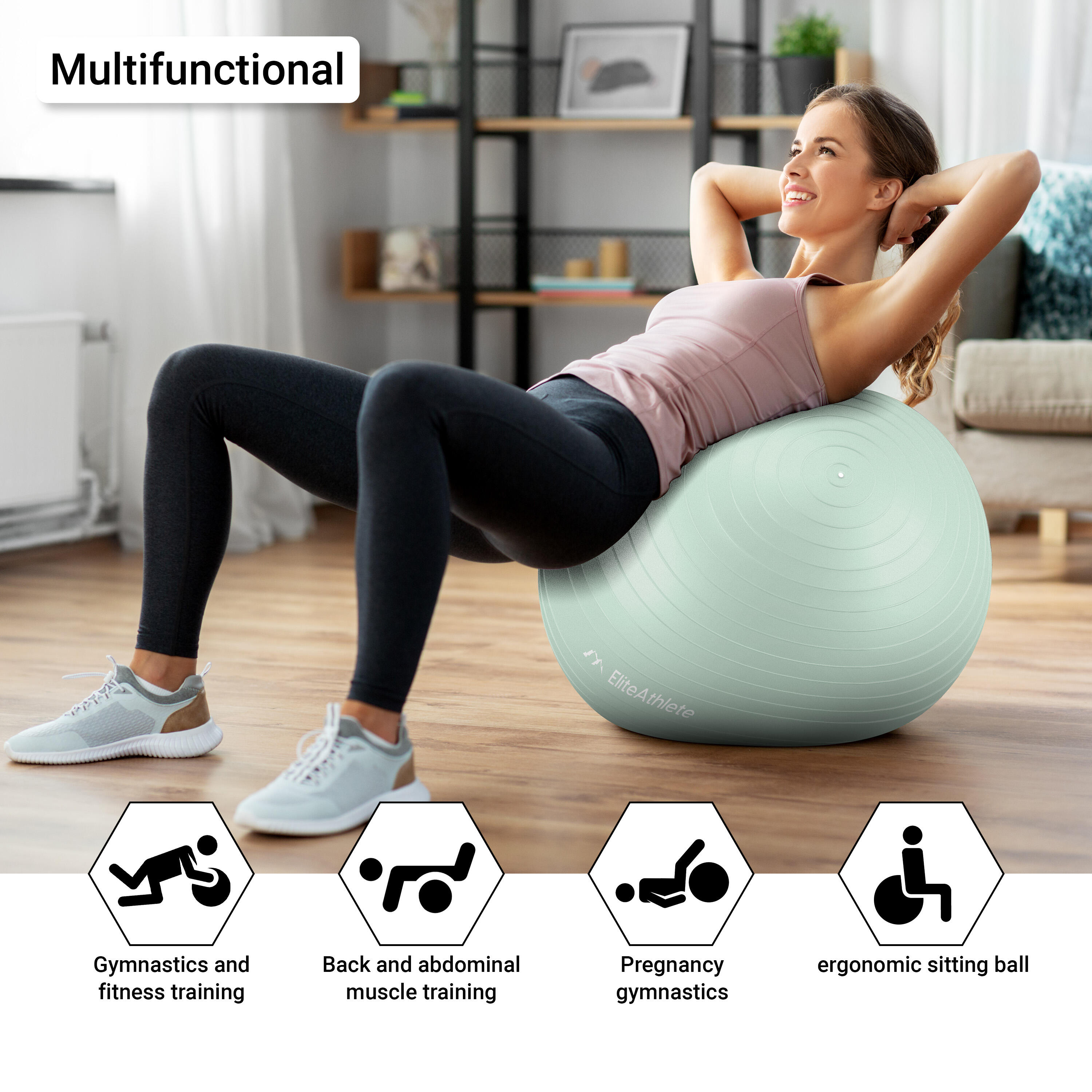 EliteAthlete® Gymnastikball - Sitzball - 55cm 2/7