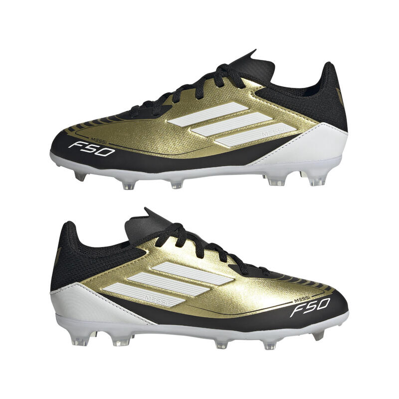 Pantofi cu crampoane adidas F50 League fotbal junior negru auriu