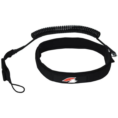 Schwarze F2 Coiled Hip Leash für SUP