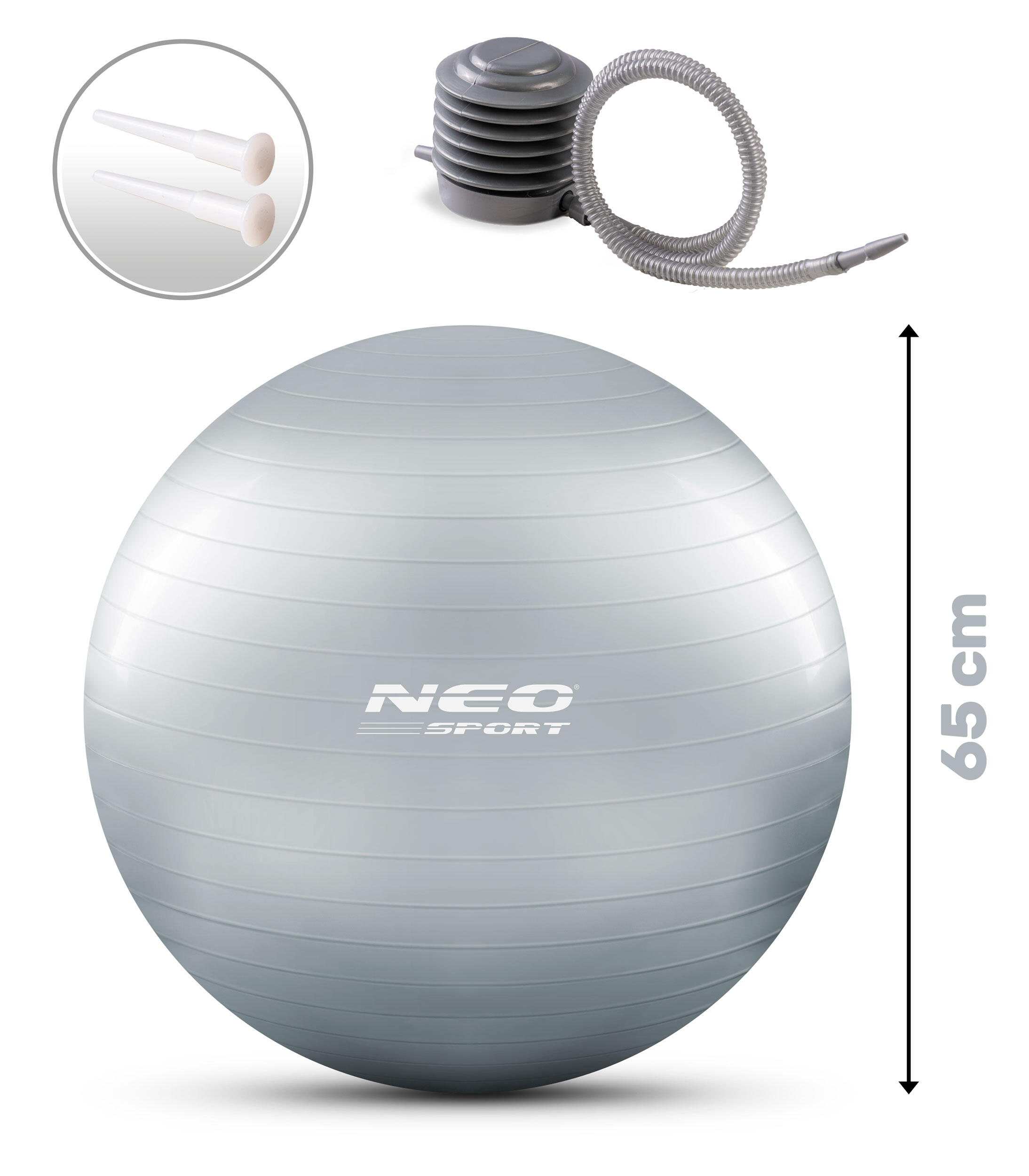 Balón suizo fitness Pelota 65cm Neo-Sport NS-951 plata 5/7