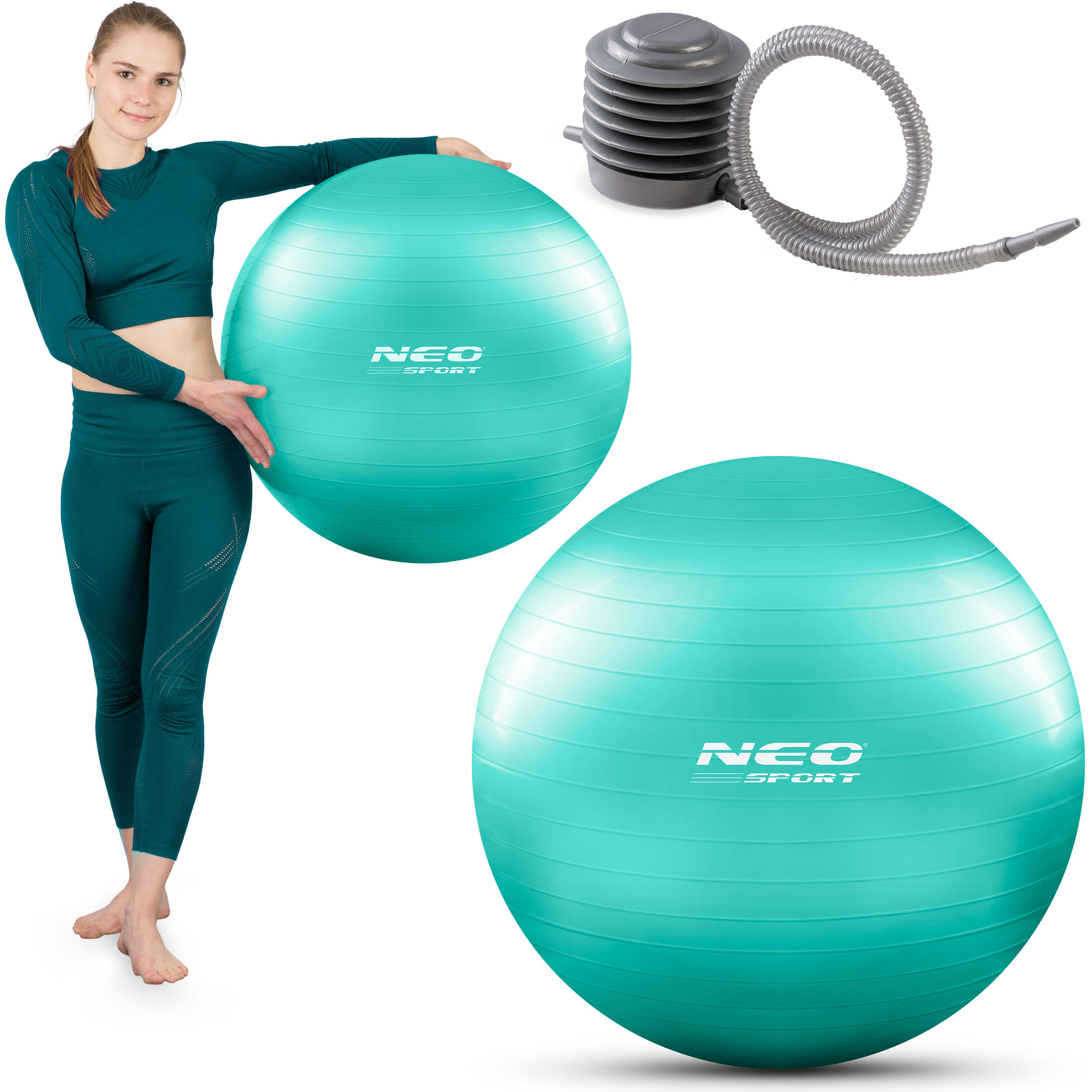 Bola de pilates fitness neo-sport ns-951 turquesa