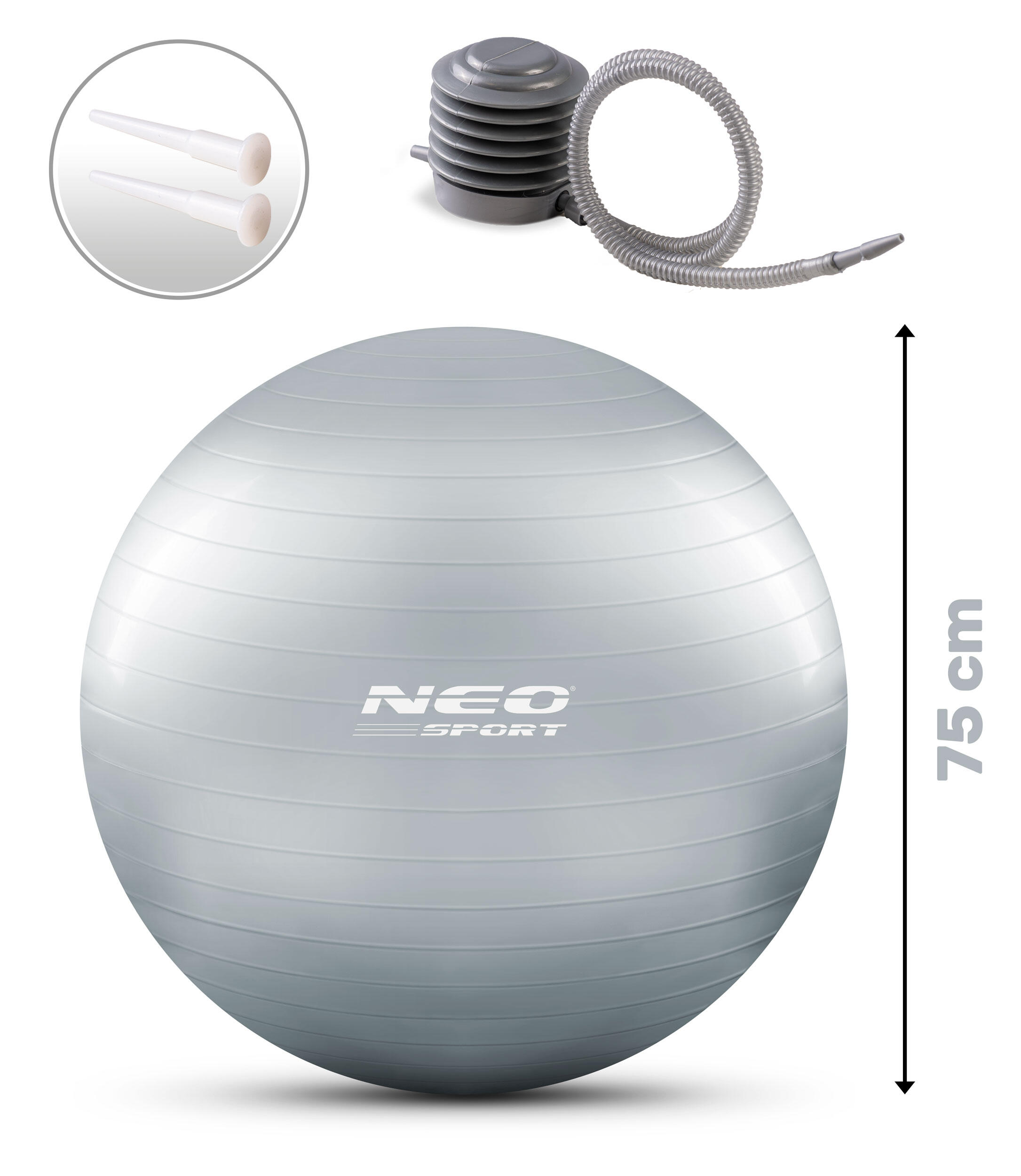 Balón suizo fitness Piłka do Aerobiku Fitness 75cm Neo-Sport NS-952 plata 5/7