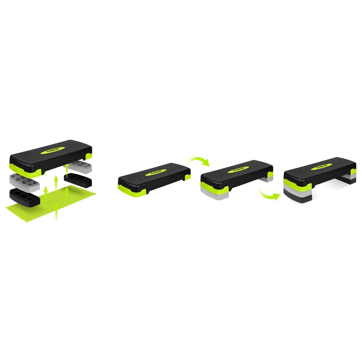 Step do aerobiku 68x28x10/15/20cm Neo-Sport NS-400 zielony 7/7