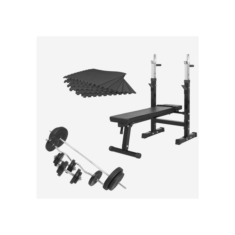 Set complet de banc de greutate negru 100 kg