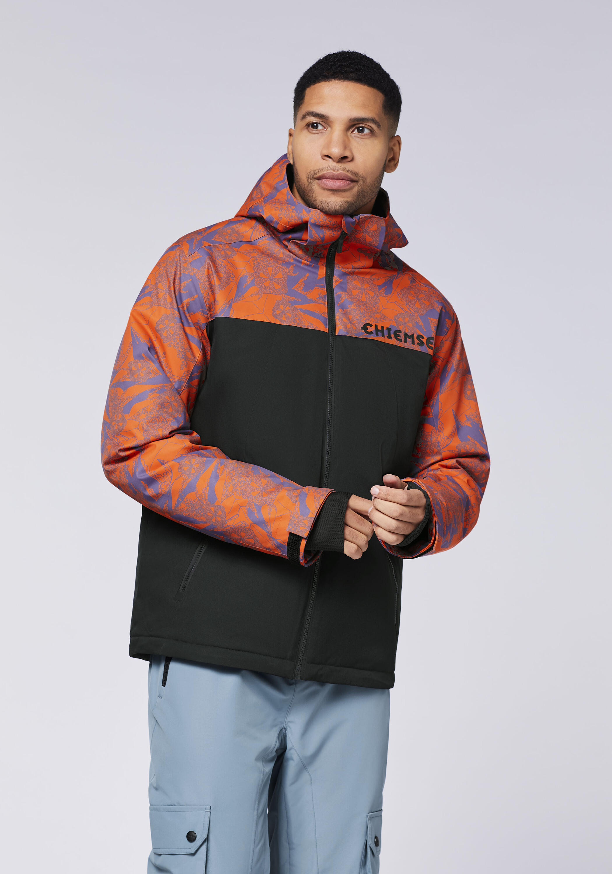 Skijacke mit unifarbenen und gemusterten Partien 3/7