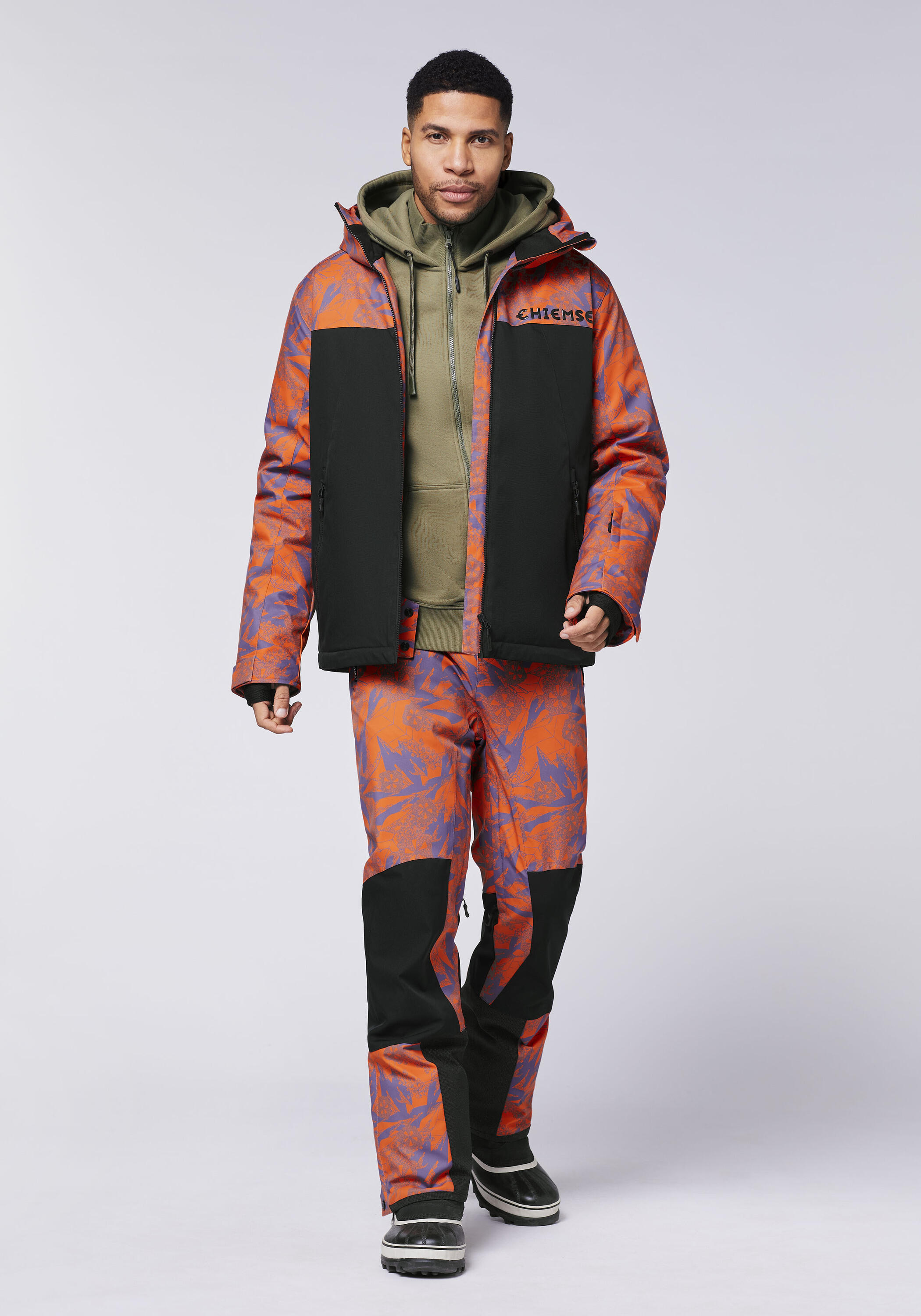 Skijacke mit unifarbenen und gemusterten Partien 5/7