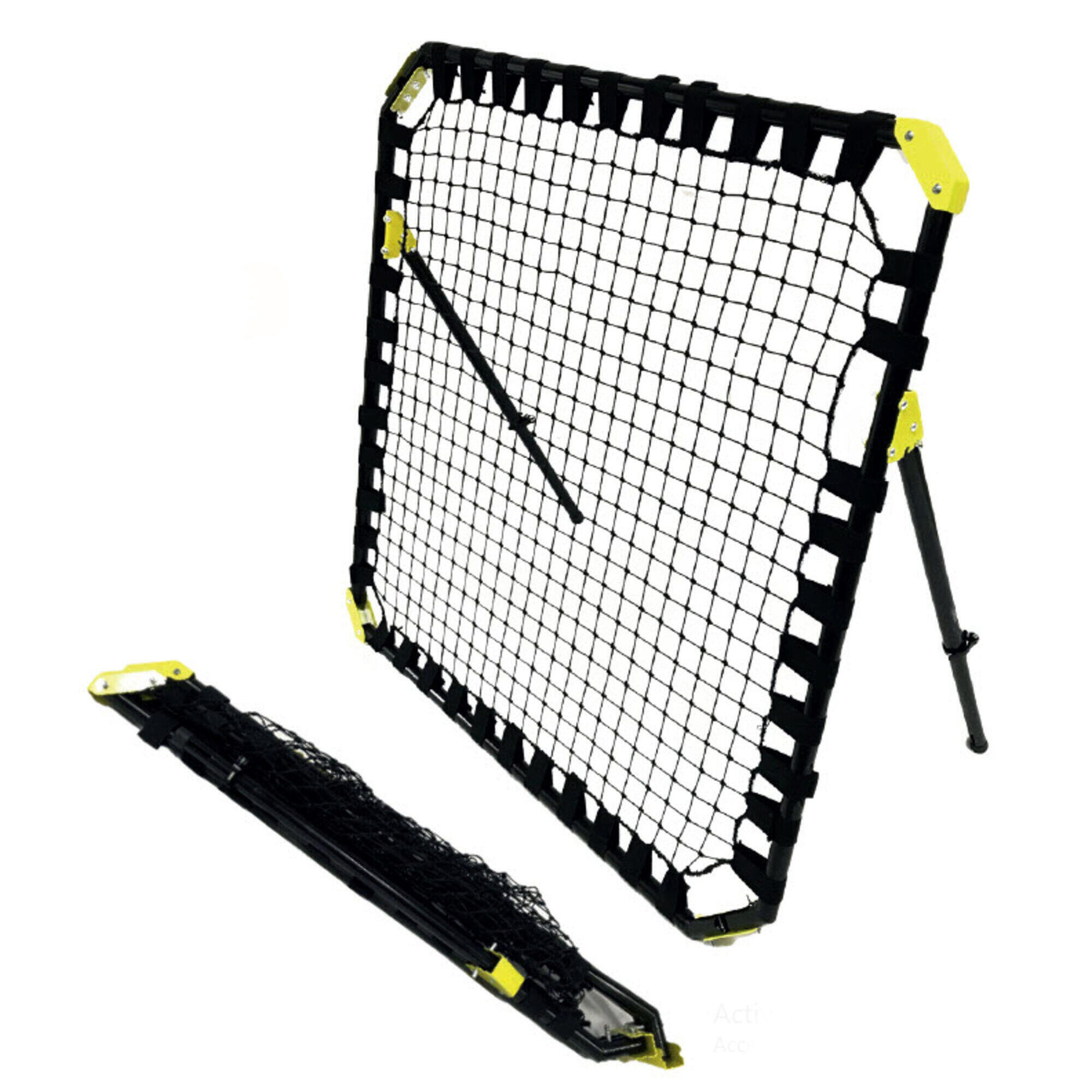 Power Shot - Filet De Rebond Pliable - 1,2 X 1,2 M + Ballon De Foot - Rebondeur - Jaune|noir - 100 Cm - Decathlon