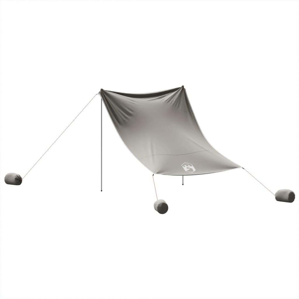 Auvent de plage VidaXL 214x236 cm avec sacs de sable, gris 6/7