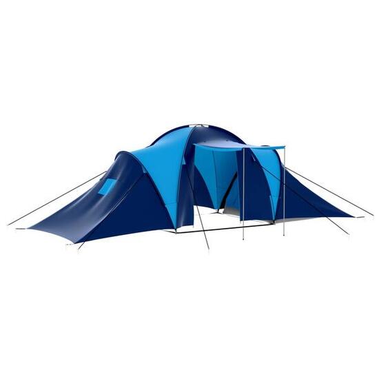 Tente VidaXL 9 personnes, 3 chambres et espace de vie, bleu foncé