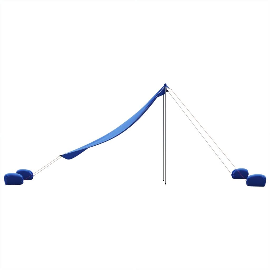VidaXL Parasol de plage 214x236 cm polyester SPF 40+ bleu/gris 5/7