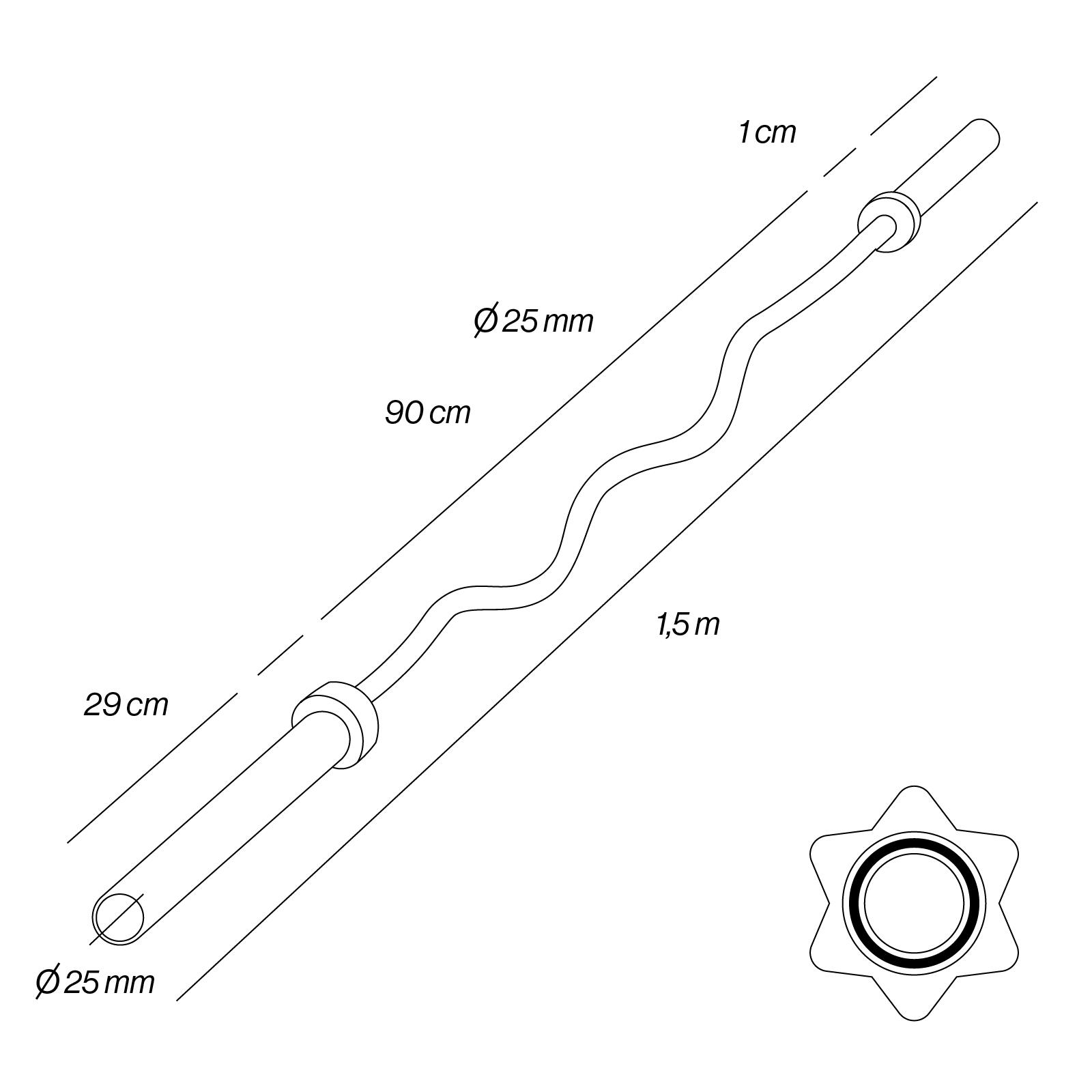 Barre Curl Olympique 150cm * 25mm + 2 Stop-disques Fitness Tech 2/7