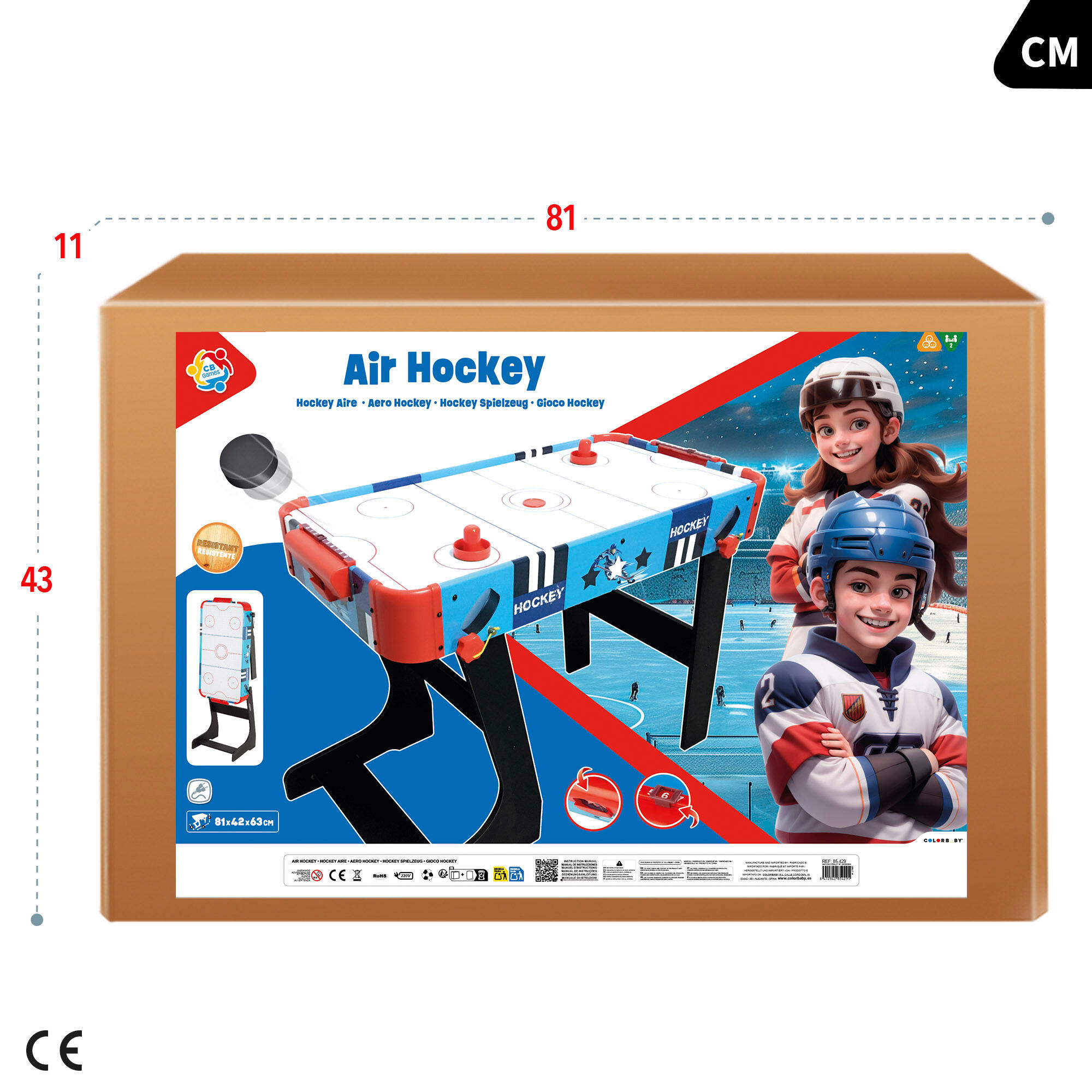 Table d'air hockey pieds pliants en bois 81x42x63 cm CB Games 6/7