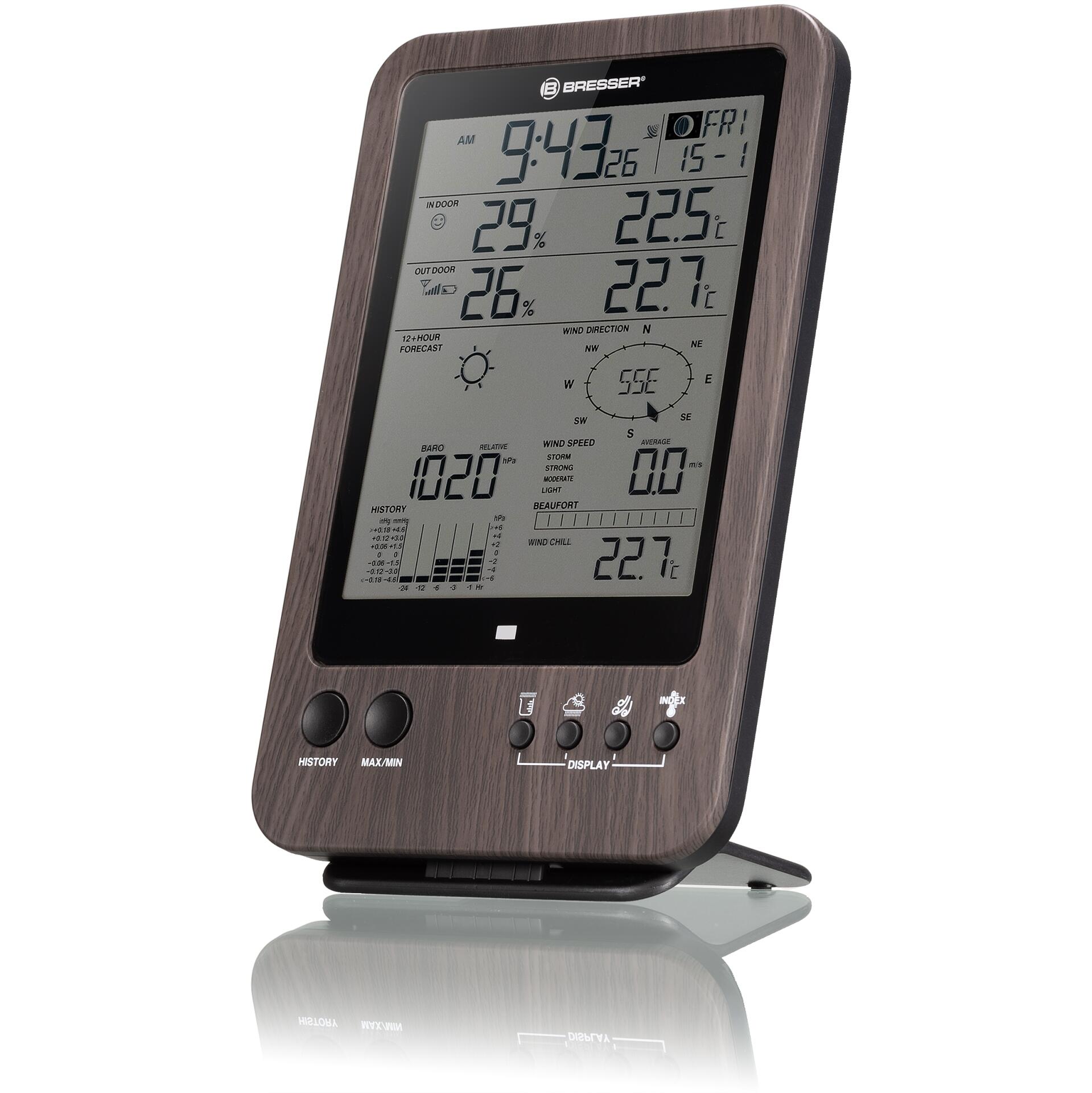 Centrale météo BRESSER 5-en-1 WTW en Aspect Bois 2/7