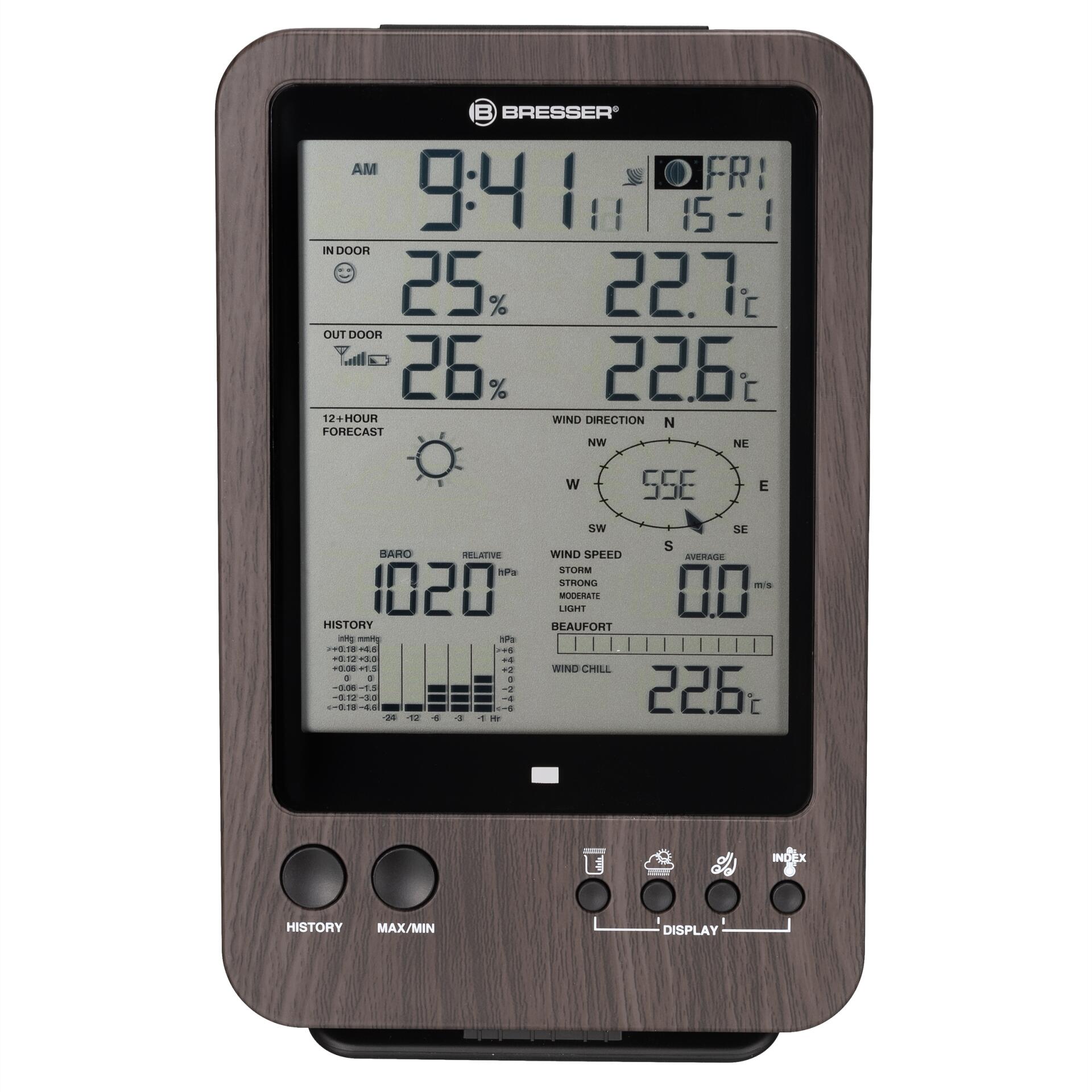 Centrale météo BRESSER 5-en-1 WTW en Aspect Bois 3/7