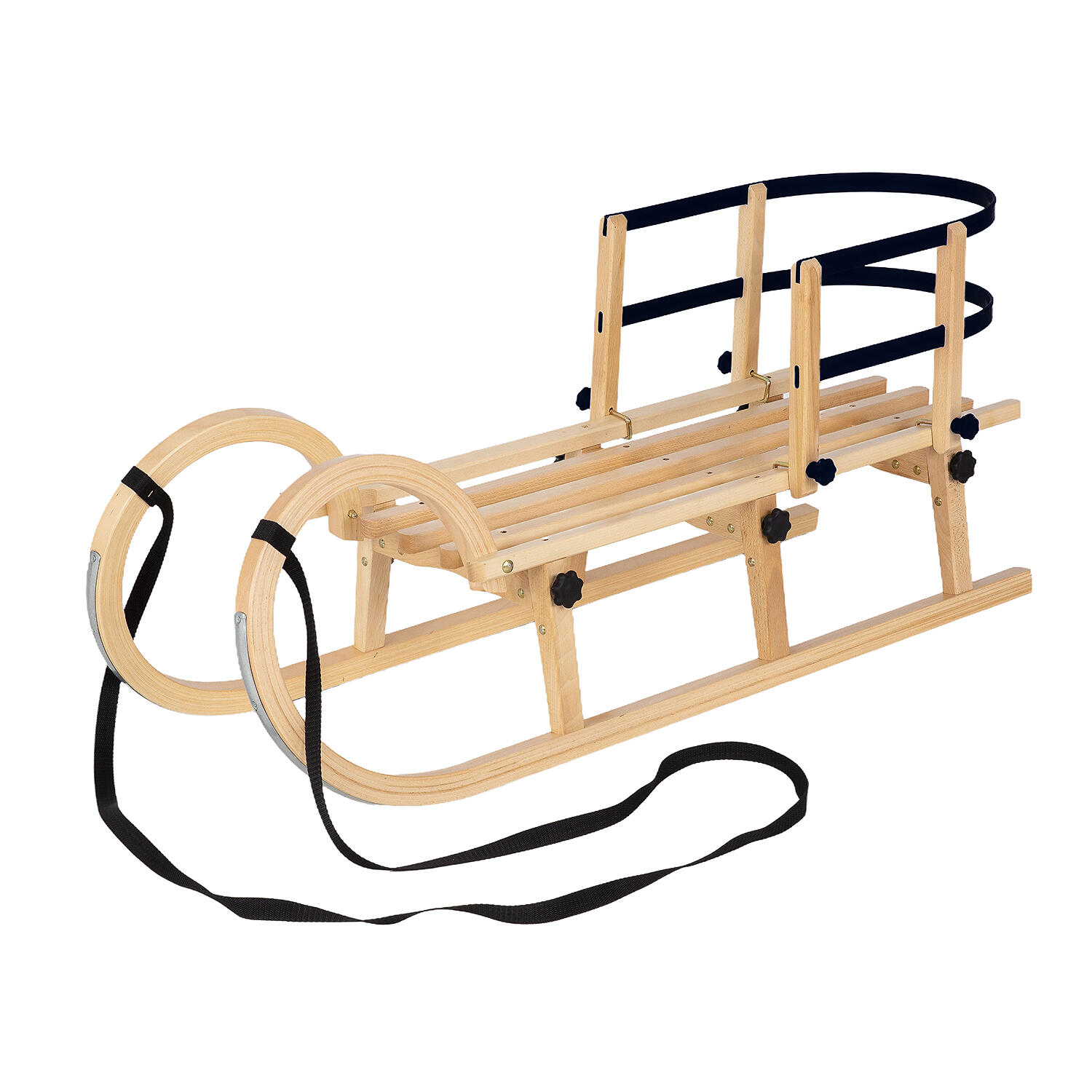 Zusammenklappbarer  Holzschlitten DREWMAX AD423/110cm/AD303 Set mit Rückenlehne 2/7