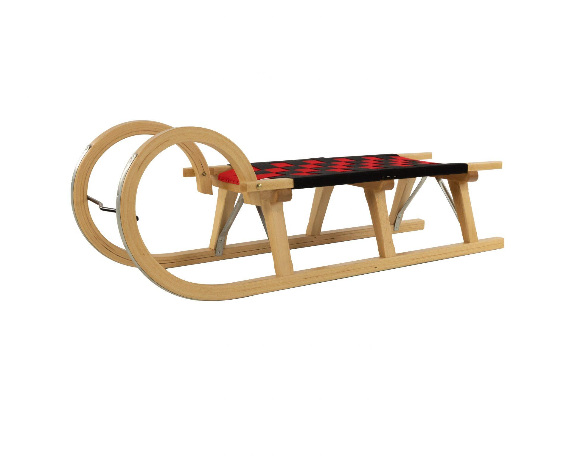Holzschlitten DREWMAX AD322/110 cm Set mit Seil DUO HOLL 2/7