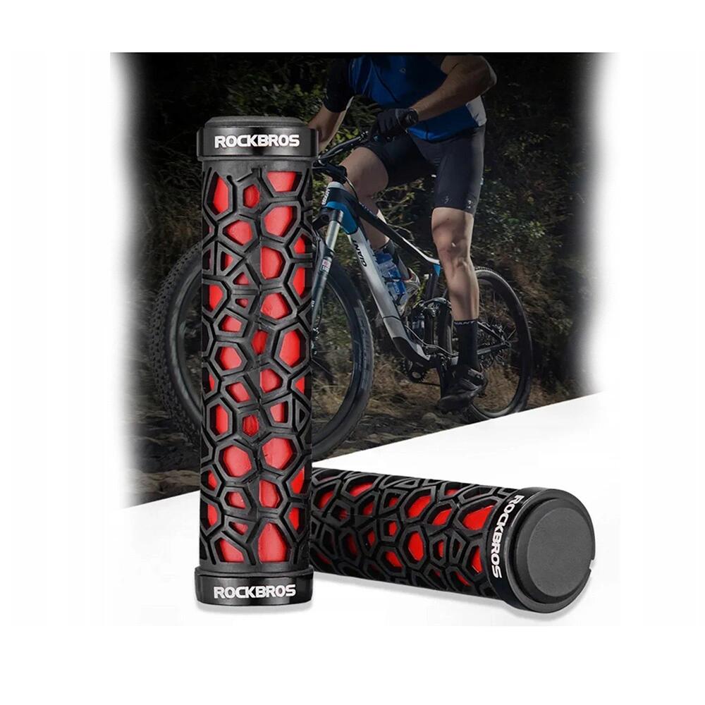 Manopole per bicicletta Rockbros rosse e nere 7/7