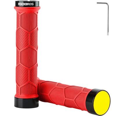 Rote Rockbros Fahrradgriffe mit Reflektor