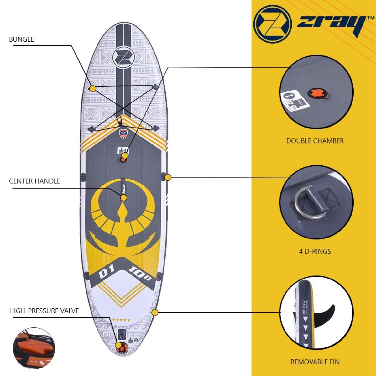 Stand Up Paddle ZRAY DUAL D1 Dropstitch DC 305x81x15cm 10'x32 "x6" Hinchable 3/7