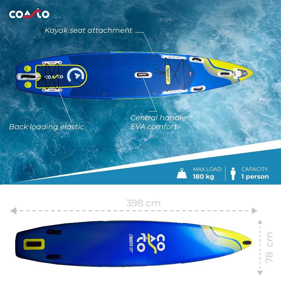Deska SUP - nadmuchiwana - na wycieczki / długie dystanse - Cruiser 13'1