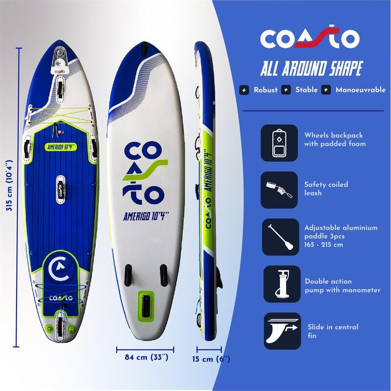 Opblaasbare AllRound Amerigo 10'4 Stand Up Paddle Dropstitch TTS 315x84x15cm