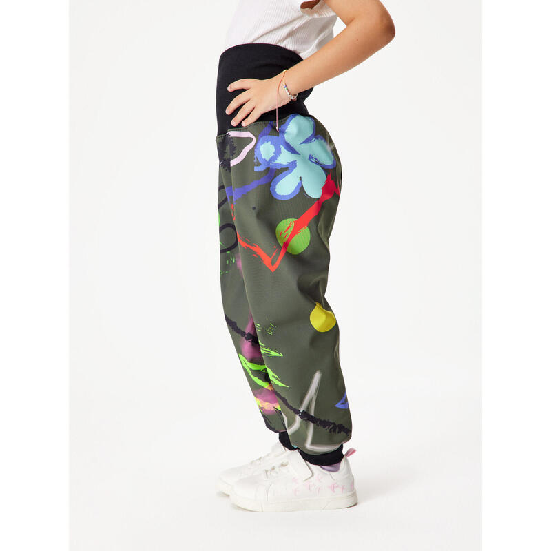 Batolecí softshellové kalhoty s fleecem Basic, Khaki, Fantazie