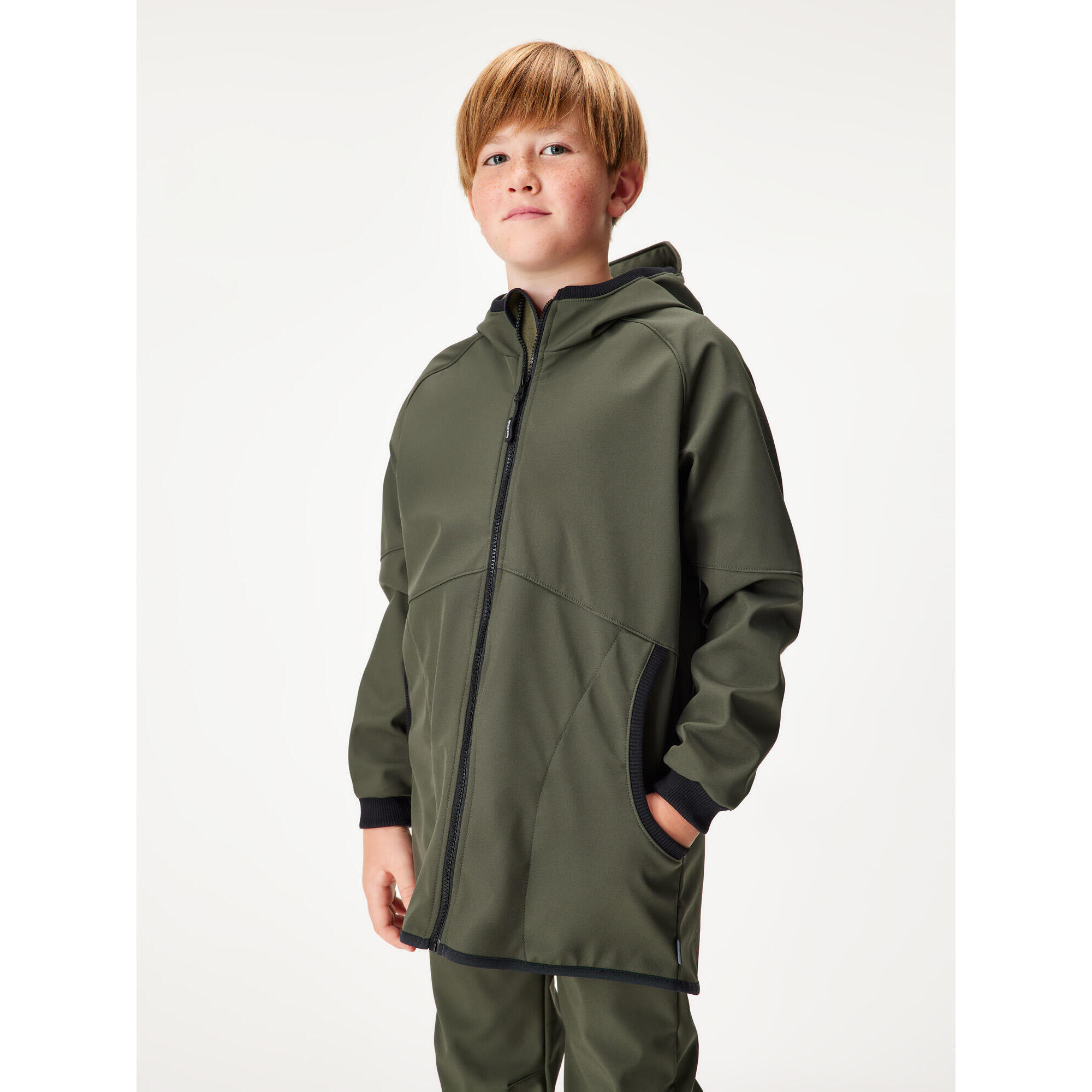 UNUO Dětská softshellová bunda s fleecem Street, Khaki