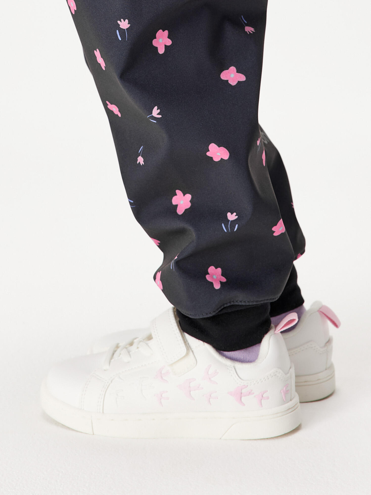 Softshell-Hose mit Fleece für Kleinkinder Basic, Schwarz, Blumen 5/6