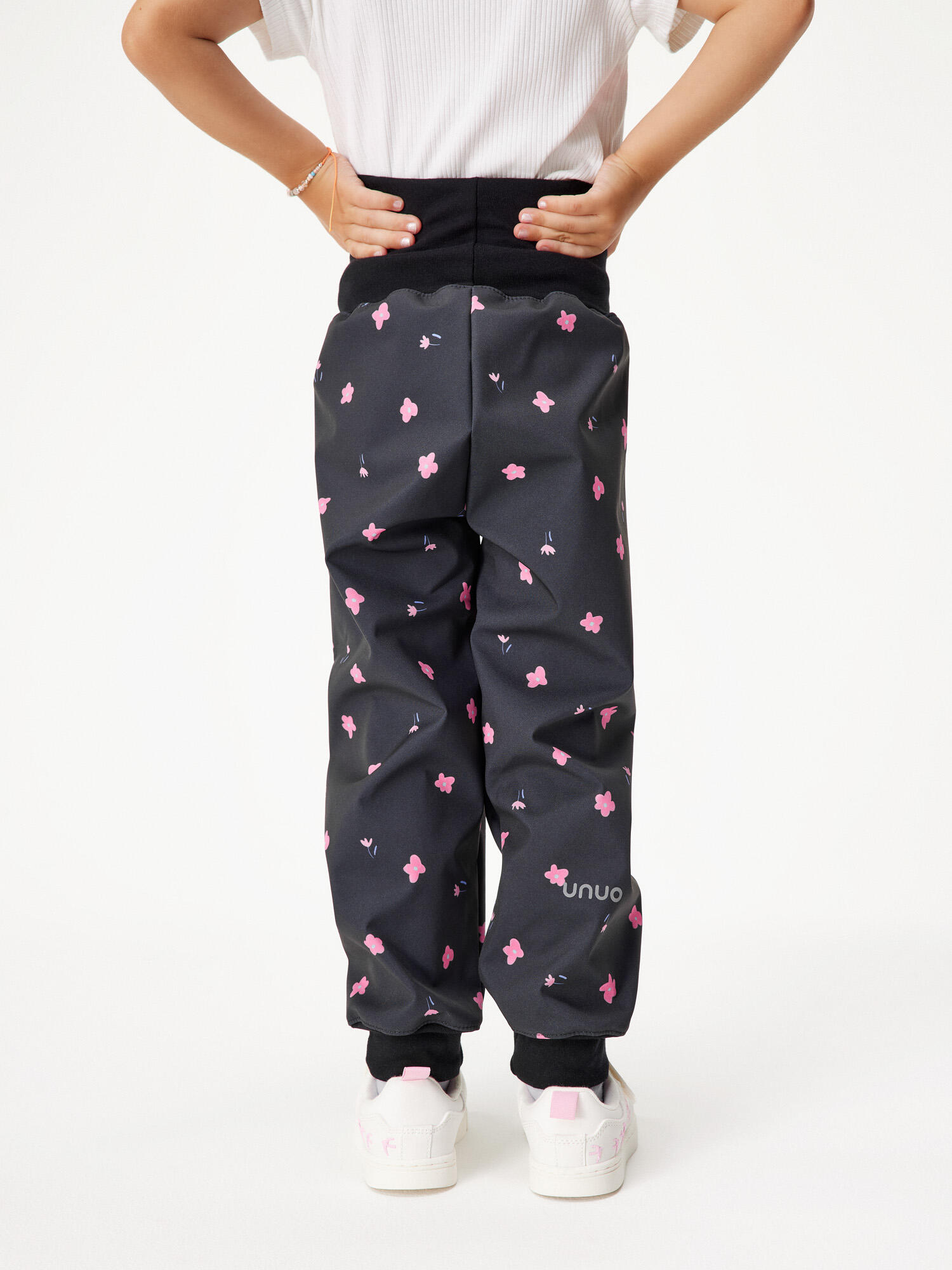 Softshell-Hose mit Fleece für Kleinkinder Basic, Schwarz, Blumen 4/6