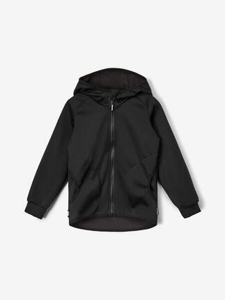 Elastische Softshell-Jacke mit Fleece für Kinder Basic, Schwarz