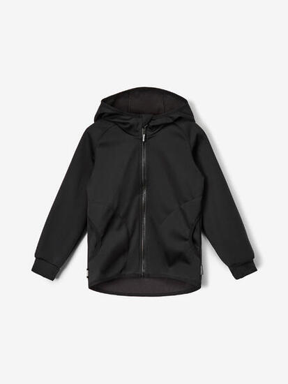 Elastische Softshell-Jacke mit Fleece für Kinder Basic, Schwarz