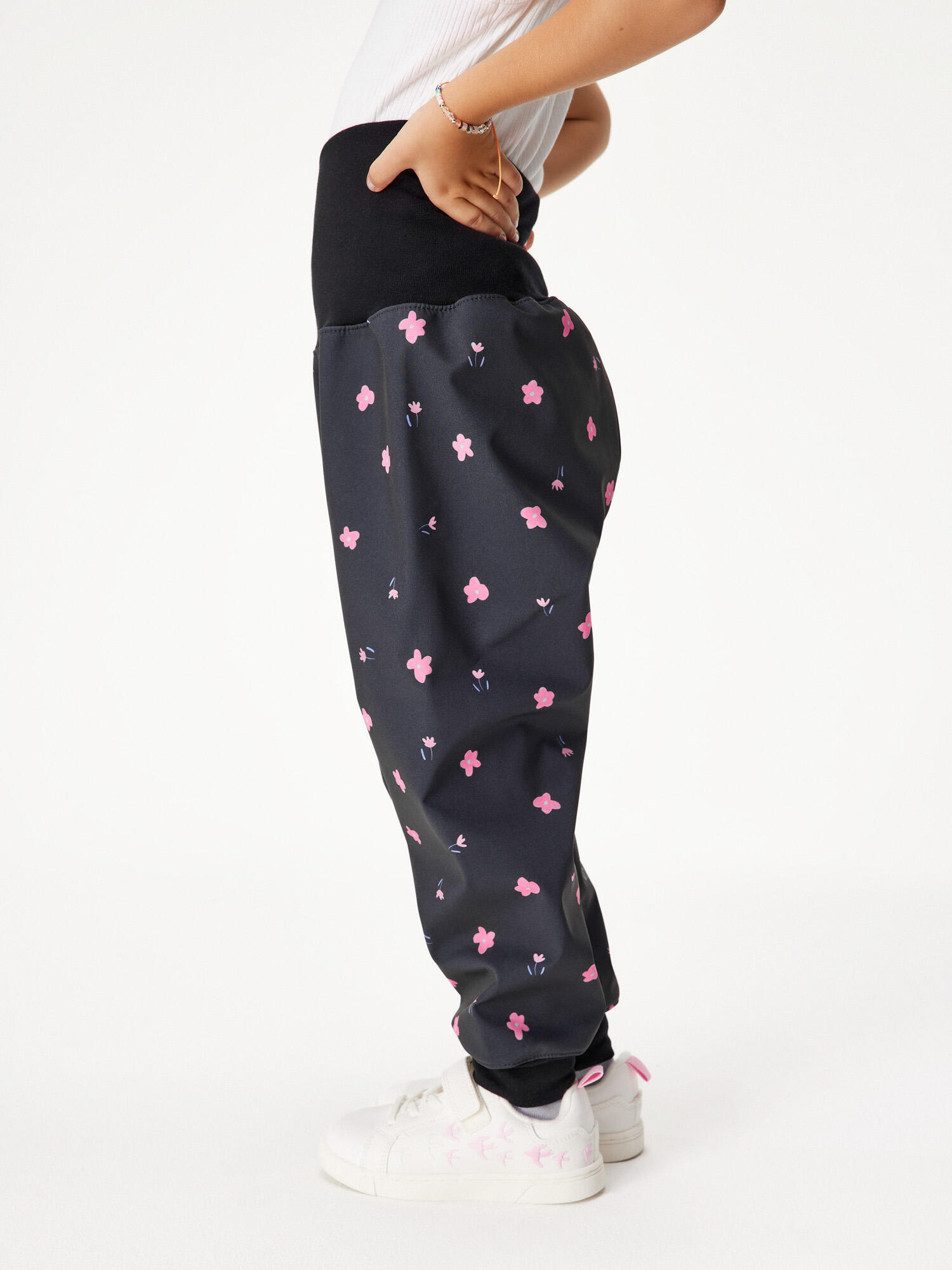 Softshell-Hose mit Fleece für Kleinkinder Basic, Schwarz, Blumen 3/6