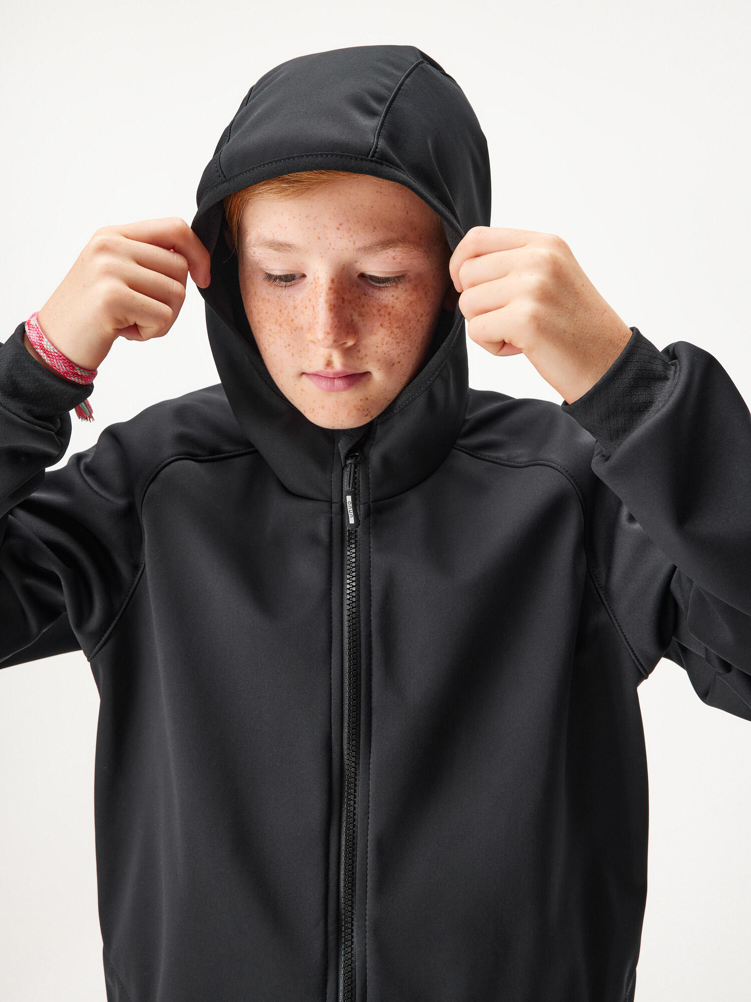 Elastische Softshell-Jacke mit Fleece für Kinder Basic, Schwarz 6/7