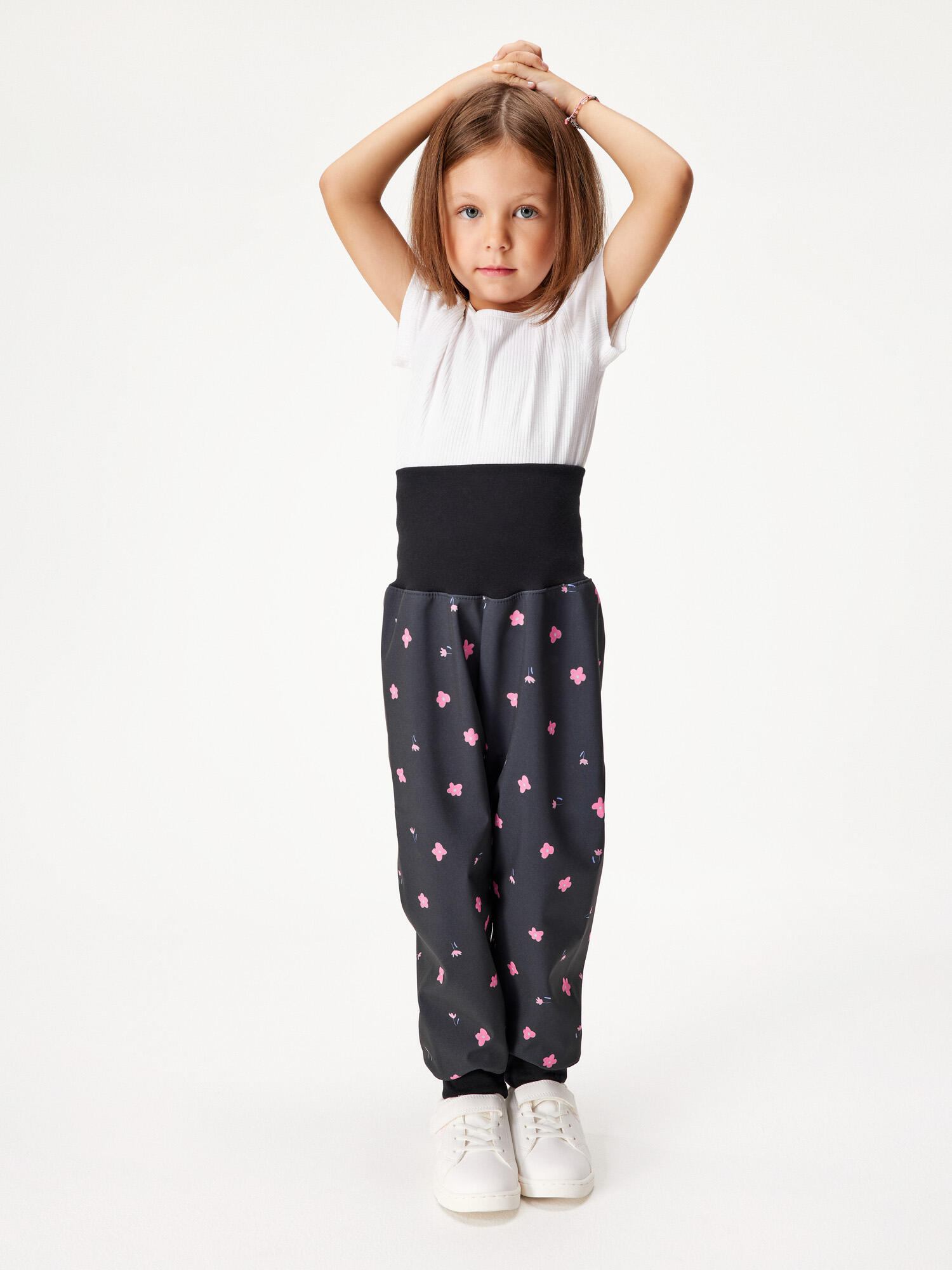 Softshell-Hose mit Fleece für Kleinkinder Basic, Schwarz, Blumen 2/6