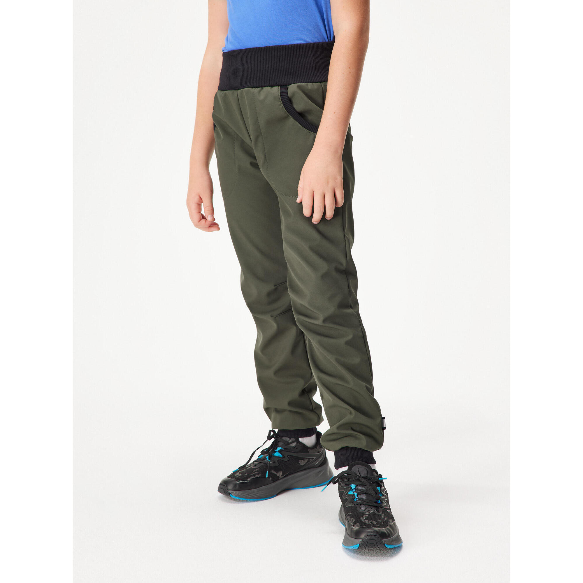 UNUO Dětské softshellové kalhoty s fleecem Street, Khaki