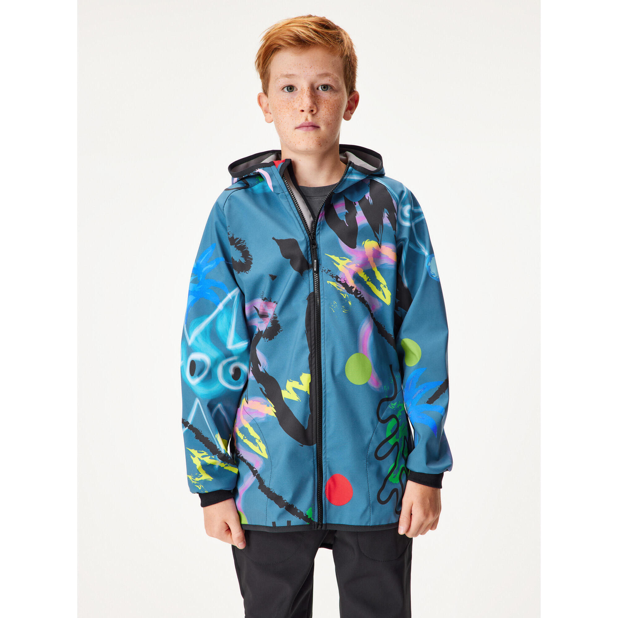 UNUO Dětská softshellová bunda s fleecem Basic, Kobaltová, Fantazie