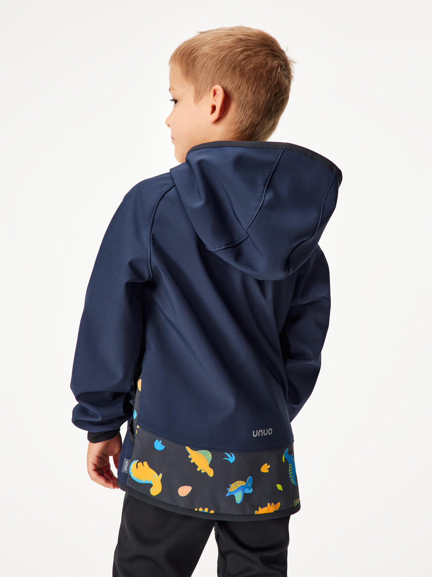 Softshell-Jacke mit Fleece für Kinder Basic, Dunkel Blau Schwarz, Dinosaurier 3/7
