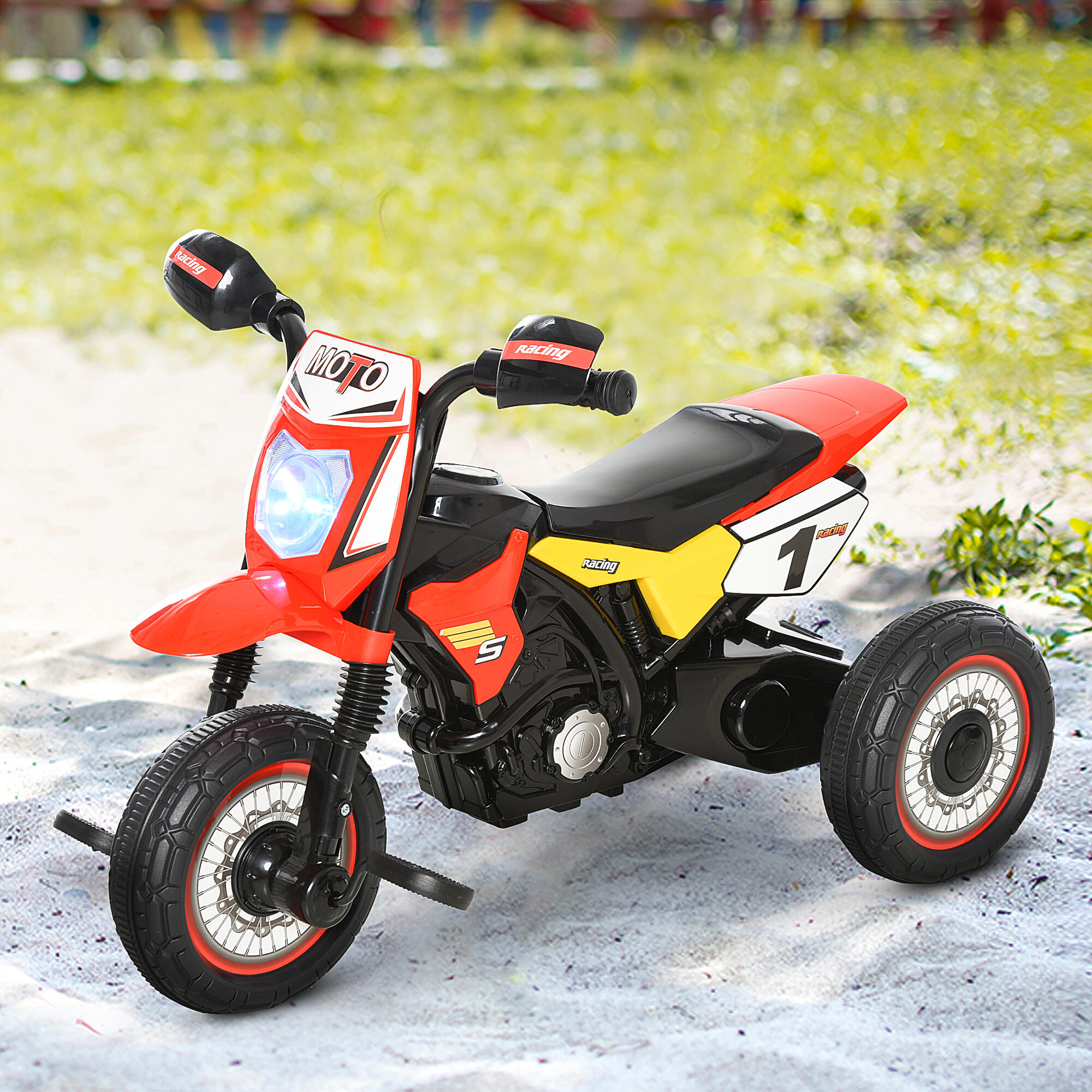 HOMCOM Triciclo per Bambini Stile Moto a Pedali con Luci e Suoni Età 18-36 Mesi 2/7