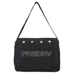 Sac coursier en nylon noir avec grand logo FREDDY