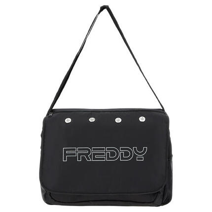 Sac coursier en nylon noir avec grand logo FREDDY