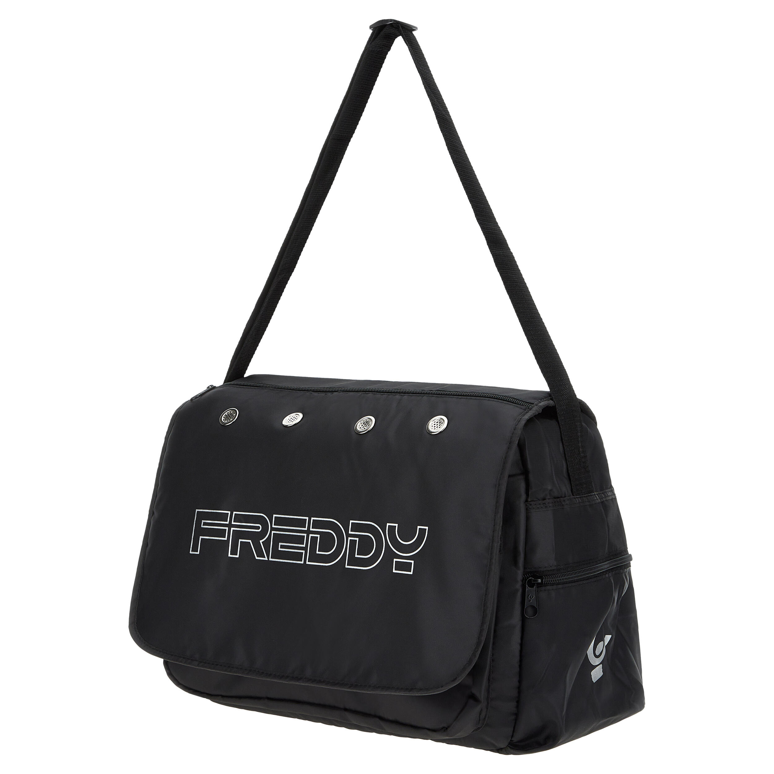 Sac coursier en nylon noir avec grand logo FREDDY 2/3