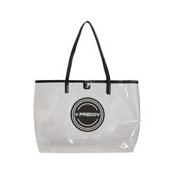 Shopping bag en PVC transparent avec logo arrondi