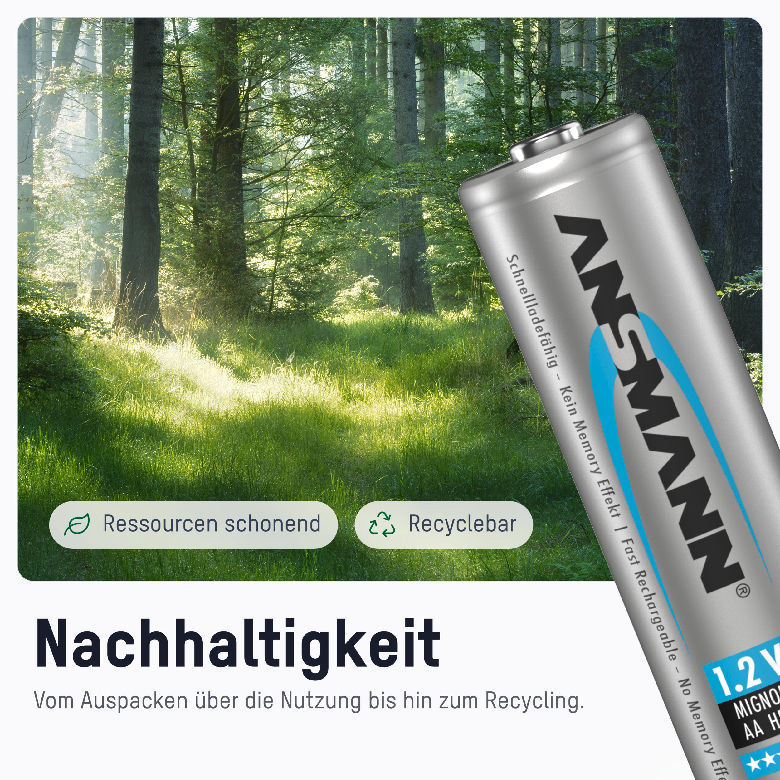 ANSMANN Akku AA Mignon 1300mAh 1,2V, 4 Stück, wiederaufladbar für Telefon DECT 6/7