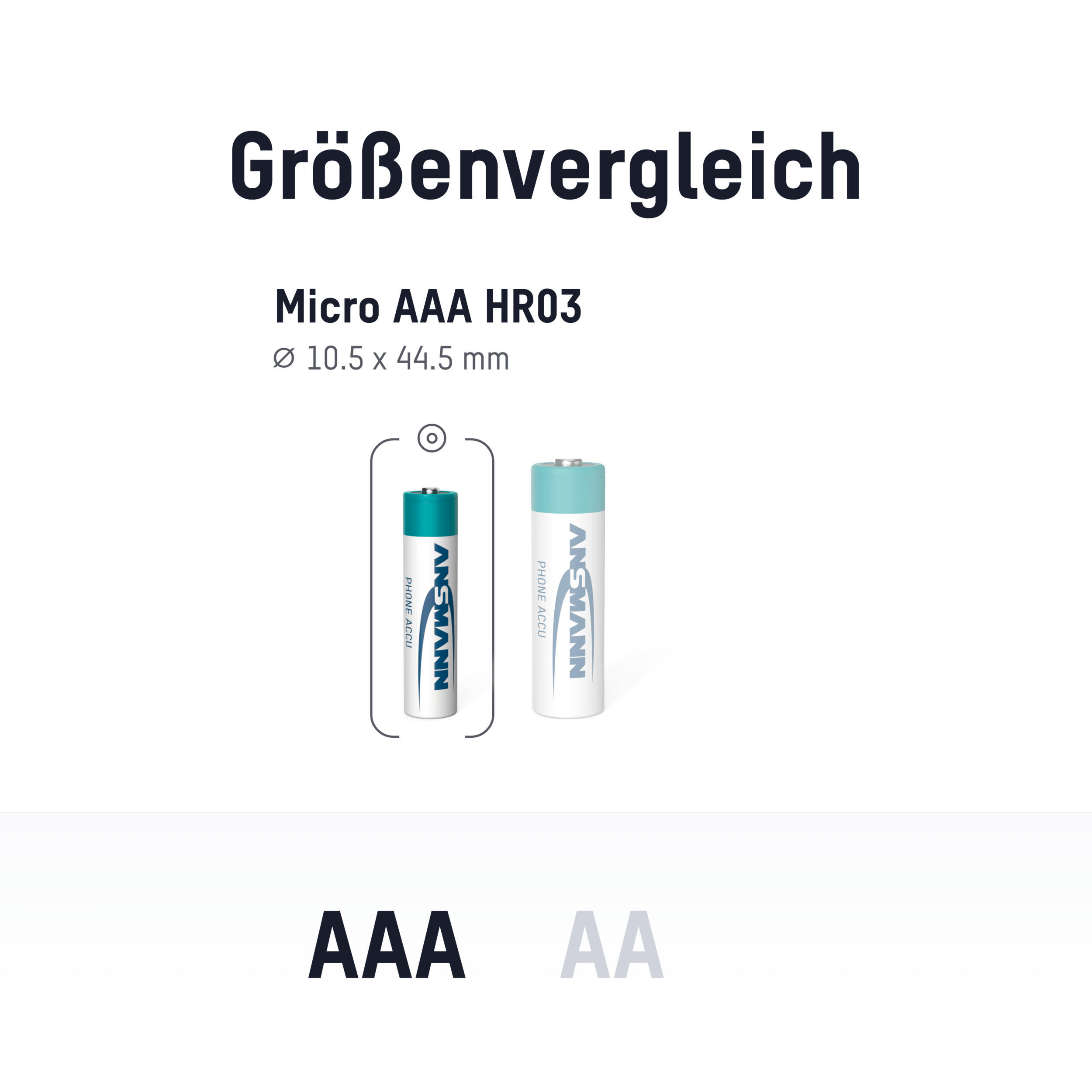 Telefon Akku AAA 550mAh 1,2V, 2 Stück, DECT 6/7