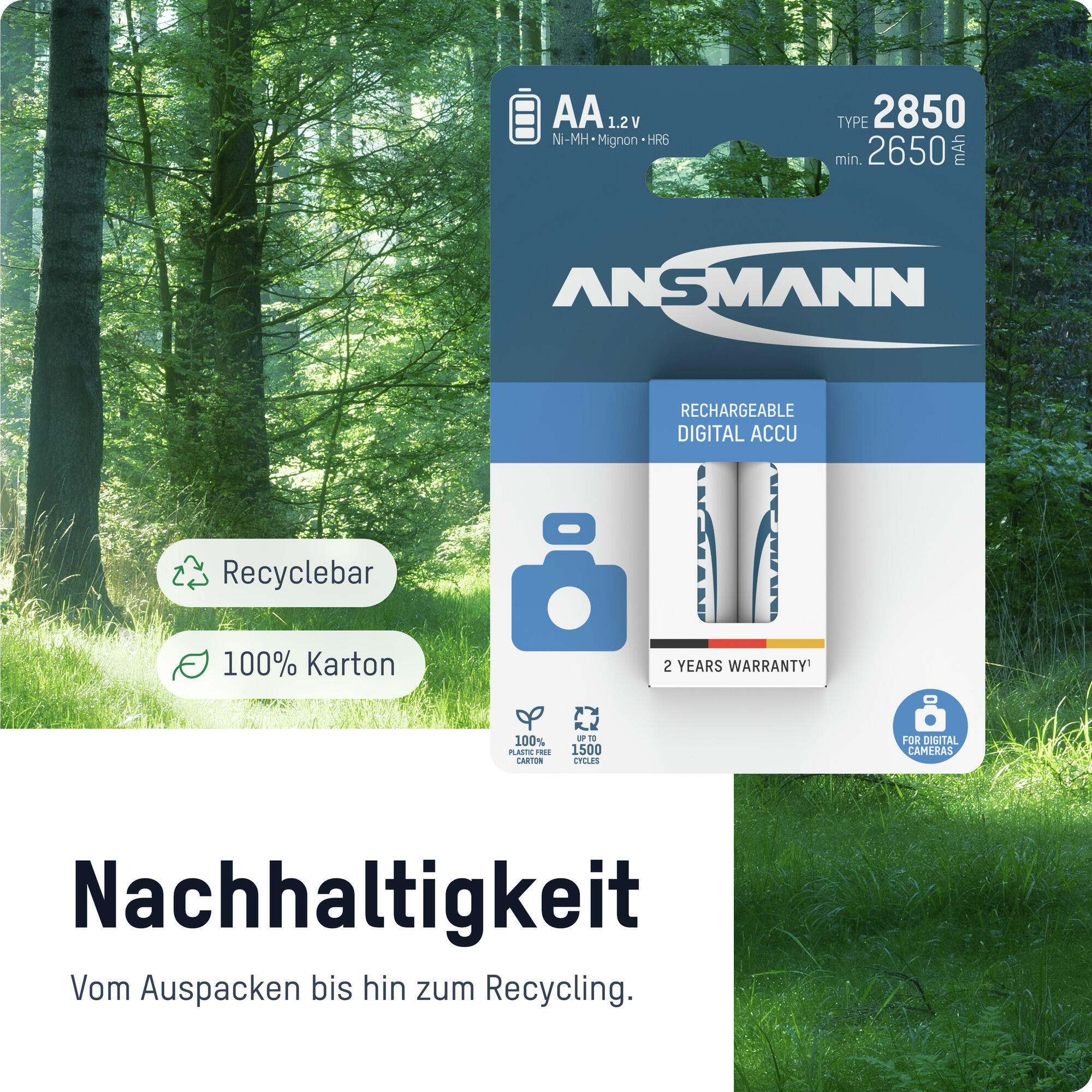 Akku Mignon AA min. 2650 mAh 1,2V Ni-MH, 16 Stück, wiederaufladbar 3/7