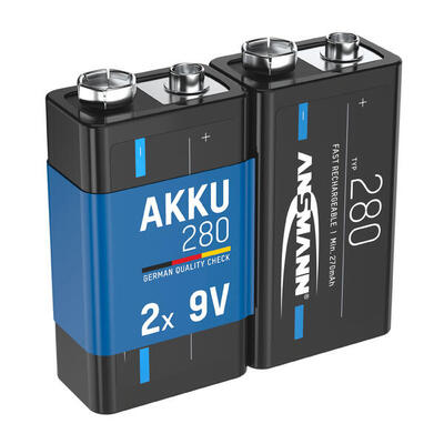Akku E-Block 9V 280 mAh Ni-MH. 2 Stück. wiederaufladbar