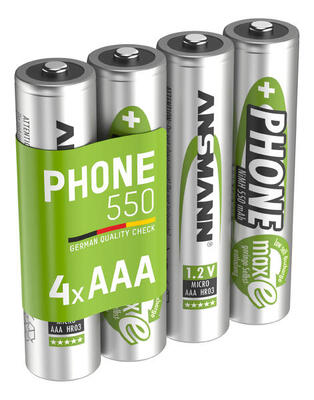 Telefon Akku AAA. 4 Stück. 550mAh 1.2V. DECT / Telefon