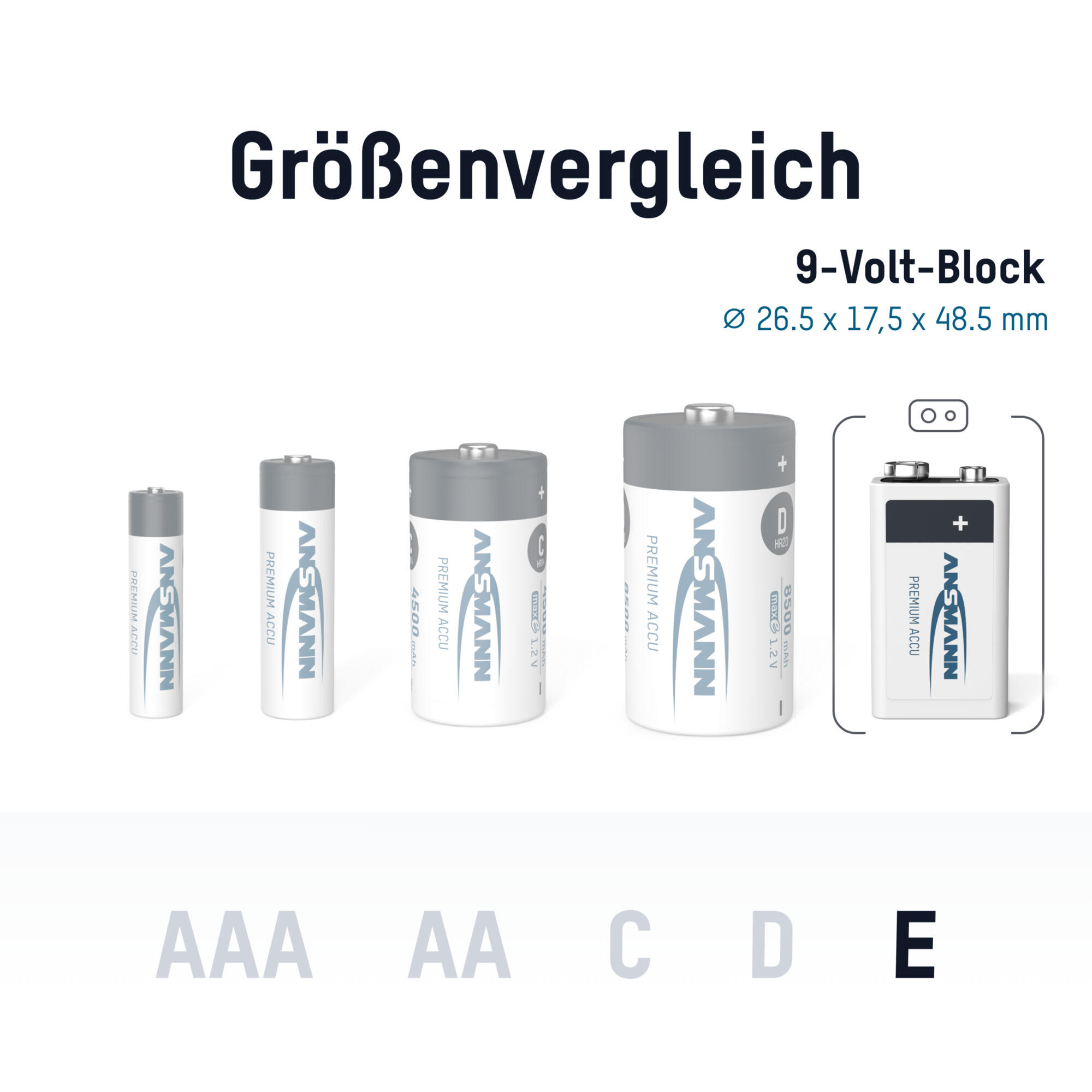 9V E-Block Akku 300 mAh Geringe Selbstentladung 2/7